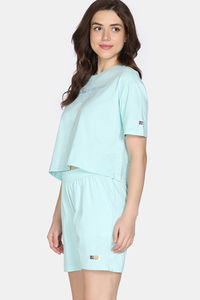 Zivame 2 Mile Fashion Knit Cotton Loungewear Set - Pastel Blue — thumbnail 4